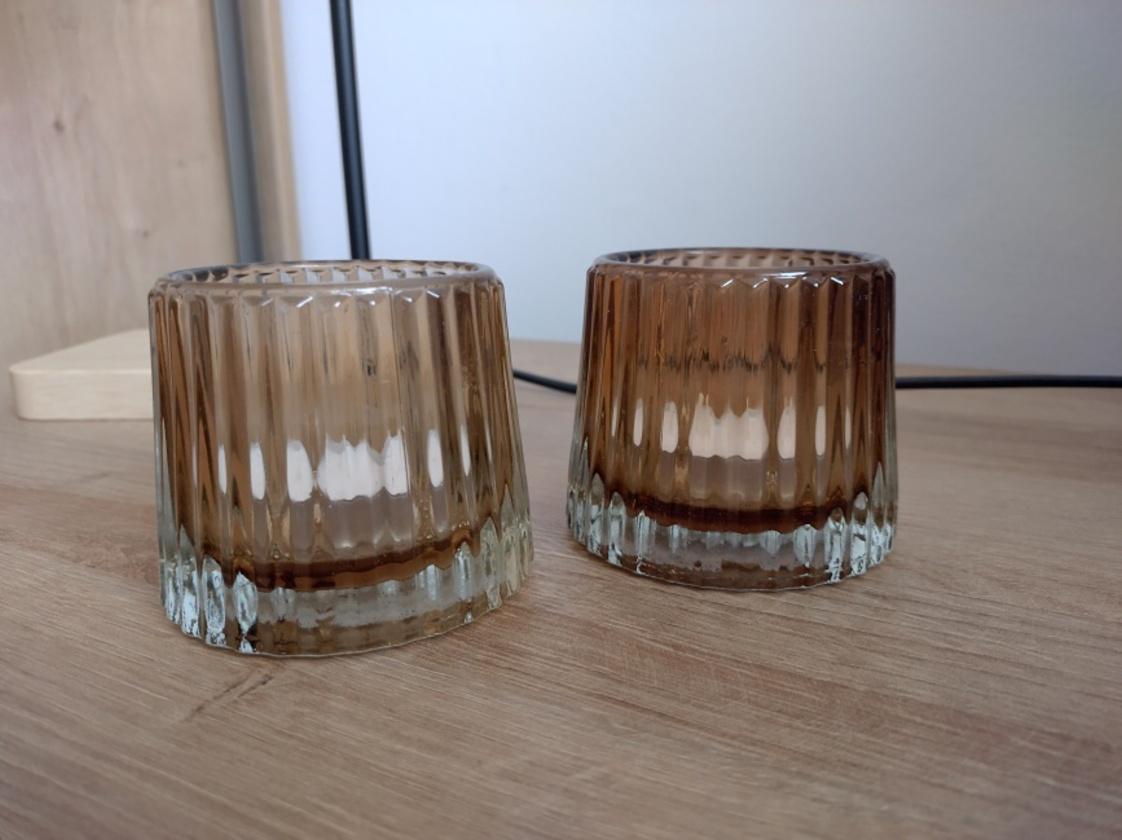 dva, nielen vianočné, sklenene svietniky CENA SPOLU - 2