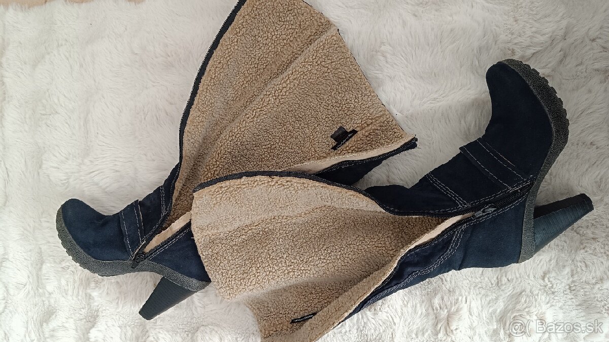 Vysoké zimné čižmy topánky po kolena 37 zateplené - 2