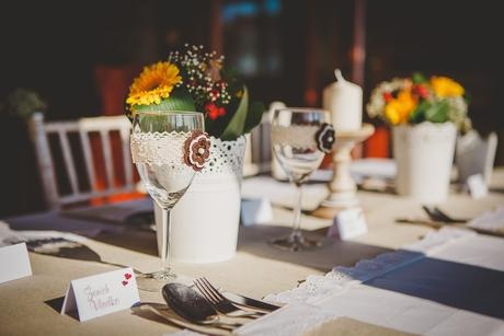 Svadobná výzdoba ľan + krajka - 2