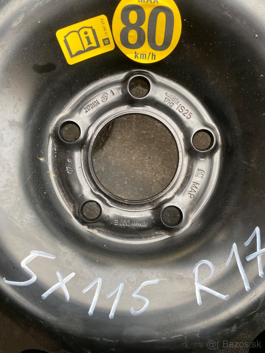 Predám na Opel rezervu tenkú dojazdovu 5x115 R17 - 2