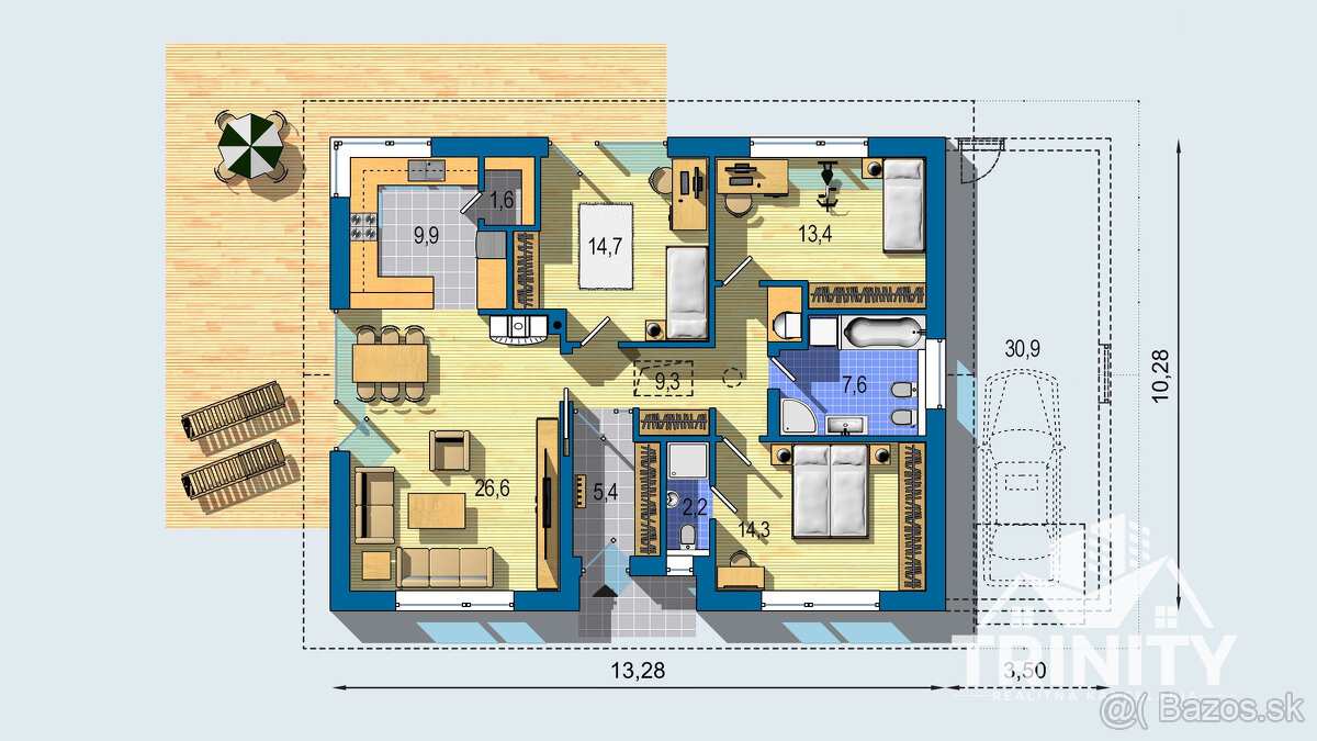 Na predaj novostavba 4-izbového rodinného domu s garážou a t - 2
