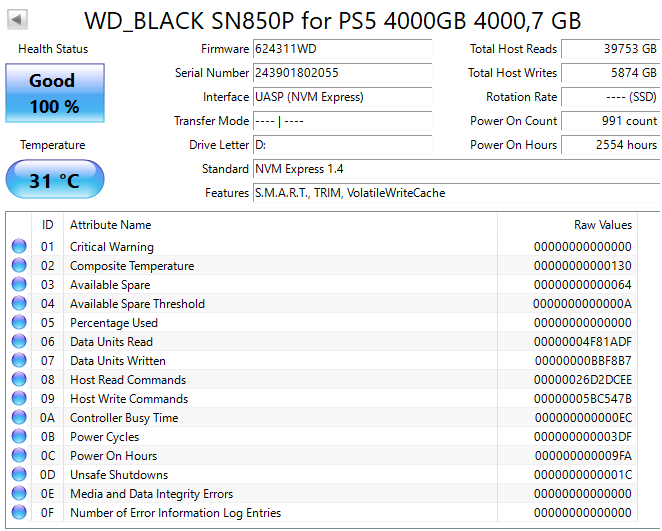 M.2 NVMe WD_Black SN850P for PS5 4TB - 2