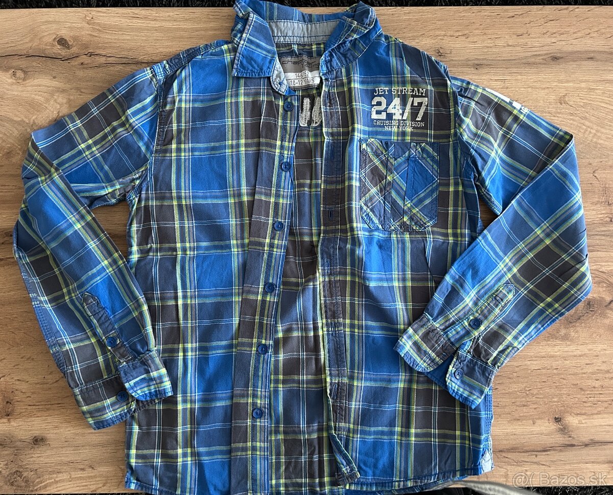 chlapčenská modrá košeľa. Veľkosť 146/152. (10-12r) - 2