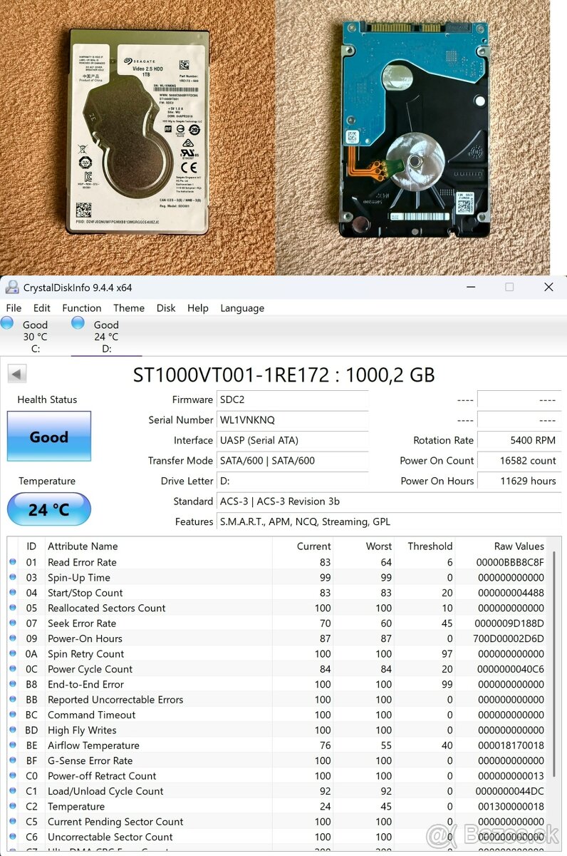 3x 1TB 2,5" disk SATA 3 + USB čítačka AXAGO Slimport - 2