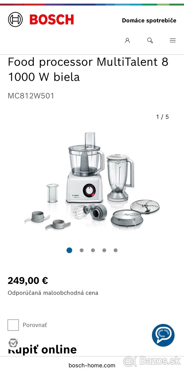 Bosch MultiTalent 8 MC812W501 kuchynský robot - 2