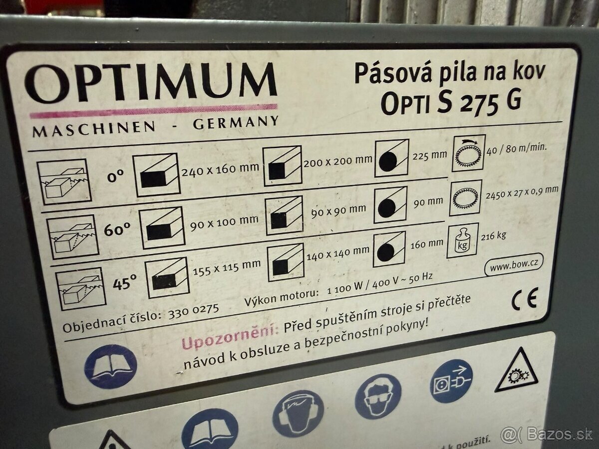 Pásová pila OPTI S 275 G - 2