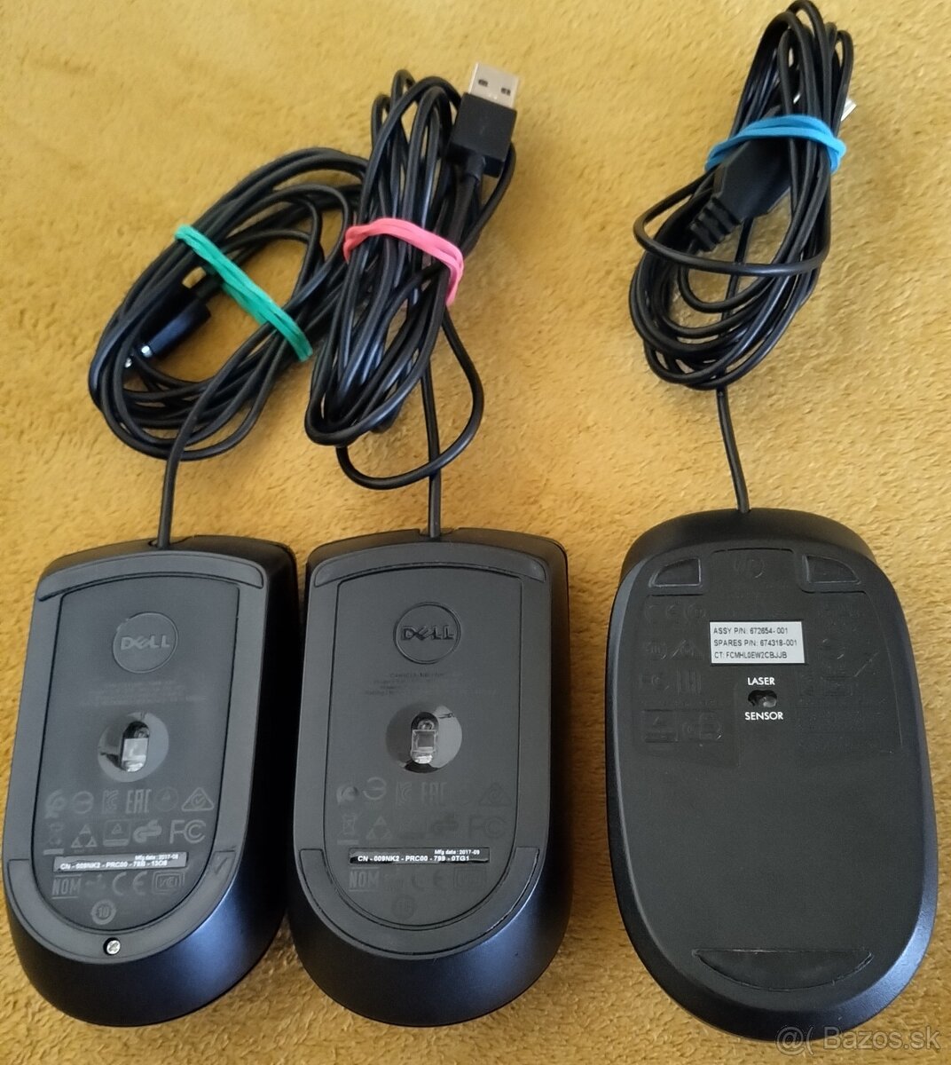 DELL a HP optická káblová myš - 2