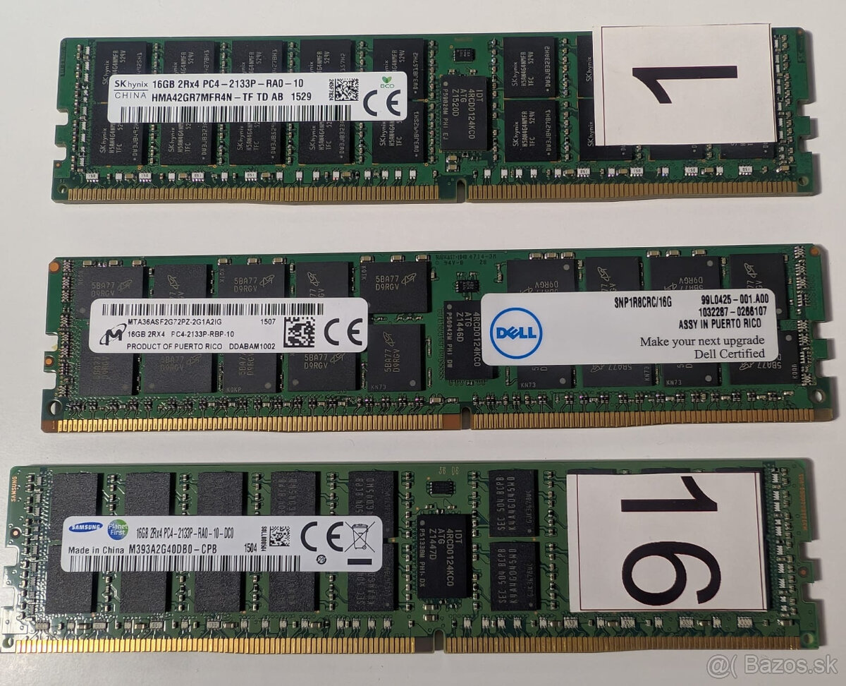 256GB 16x16gb REG ECC DDR4 2133MHZ - 2