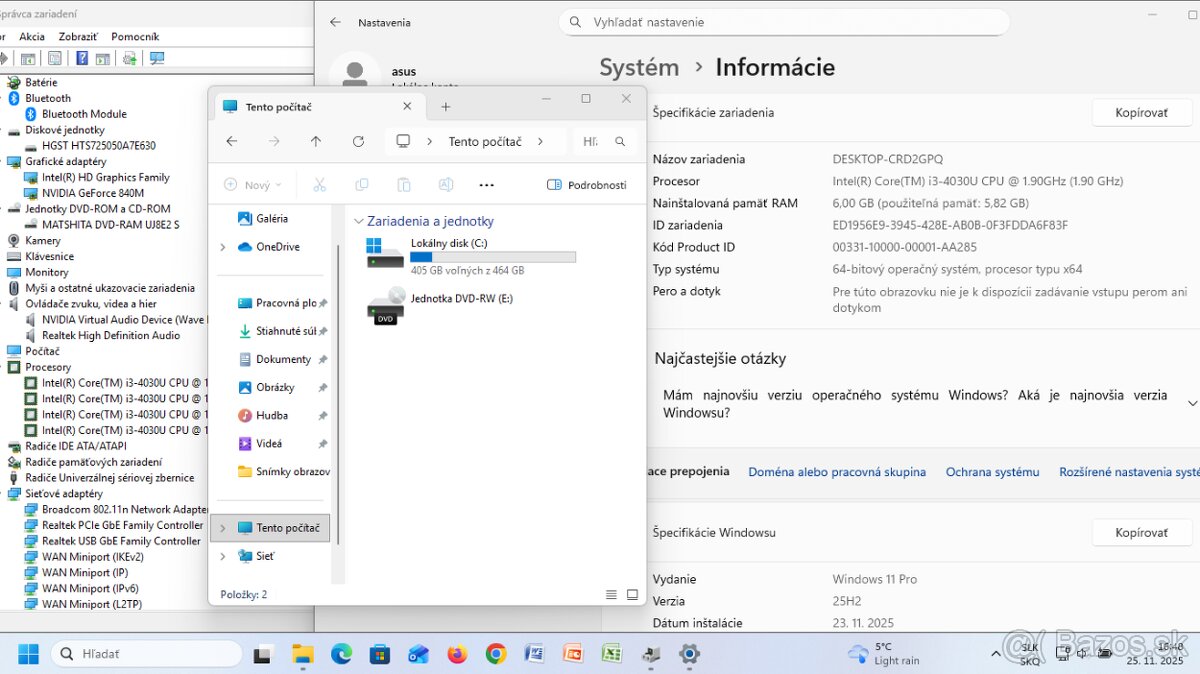 Predám notebook asus k555l i3 6gb ram 500 gb hdd 2 gb gpu - 2