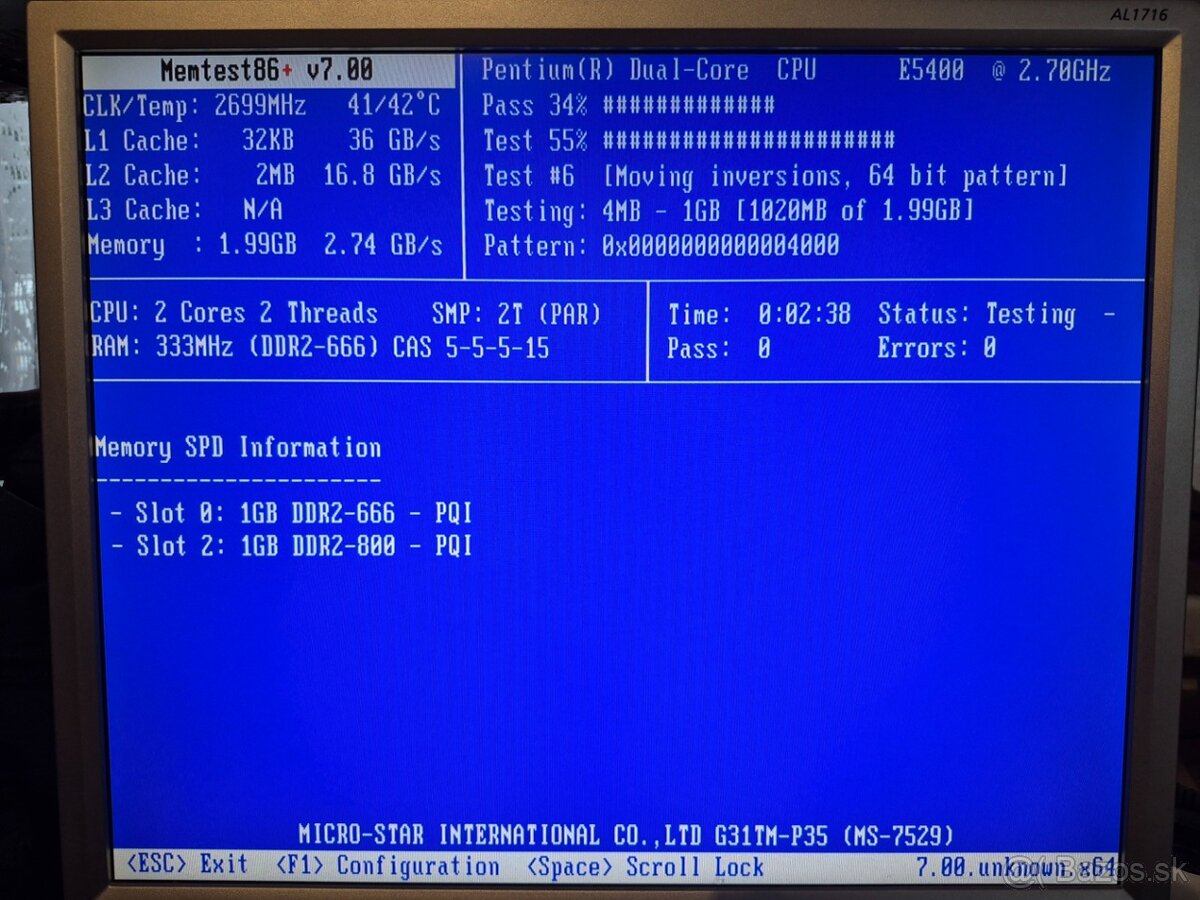 MB + CPU + RAM - C2D 2.7 GHz - 2