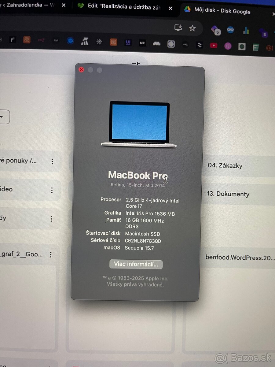 MacBook Pro Retina 15” (Mid 2014) – i7 / 16 GB RAM / SSD - 2