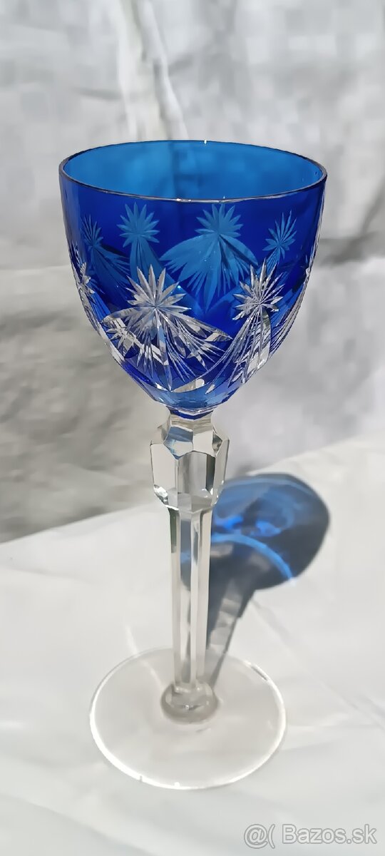 Poháre na víno rubínové a modré sklo - 2