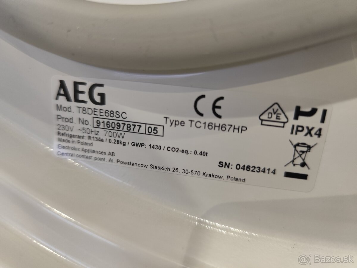 Predám sušičku AEG T8DEE68SC - 2