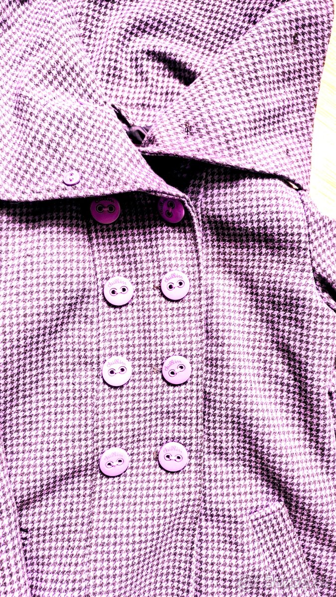 KRÁSNY ako nový pepitkový ZIMNÝ KABÁT č.40 - 2