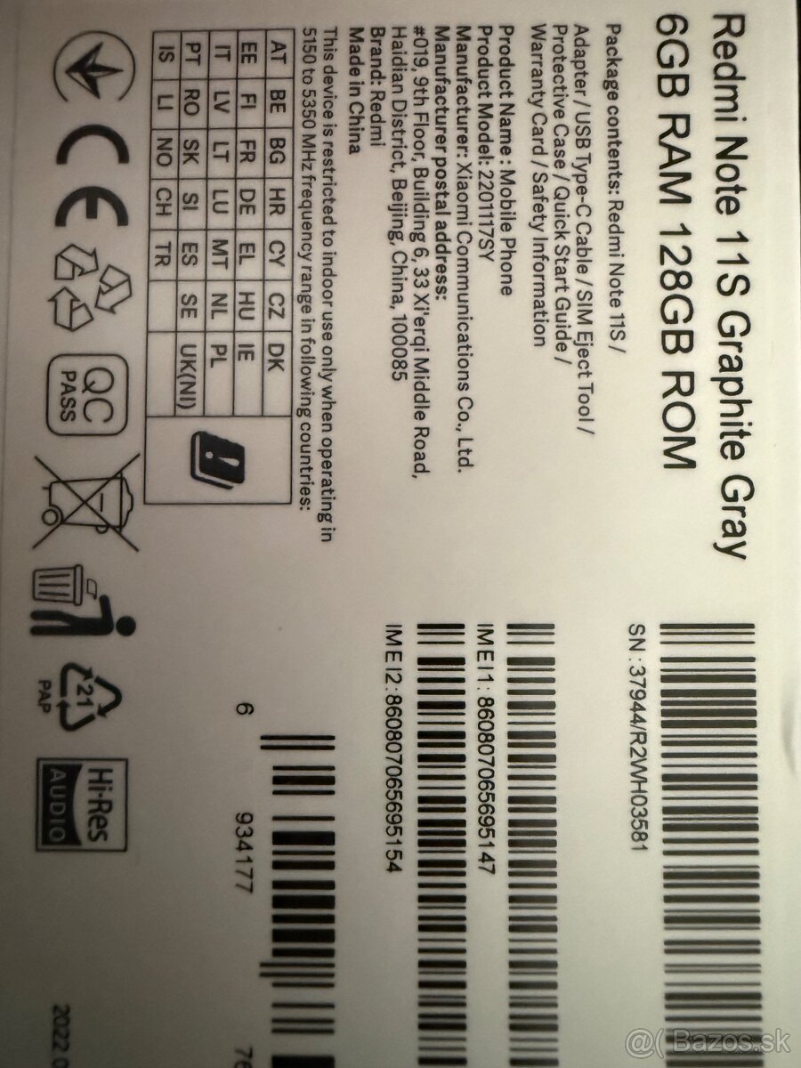 Predám Xiaomi Redmi Note 11S - 2