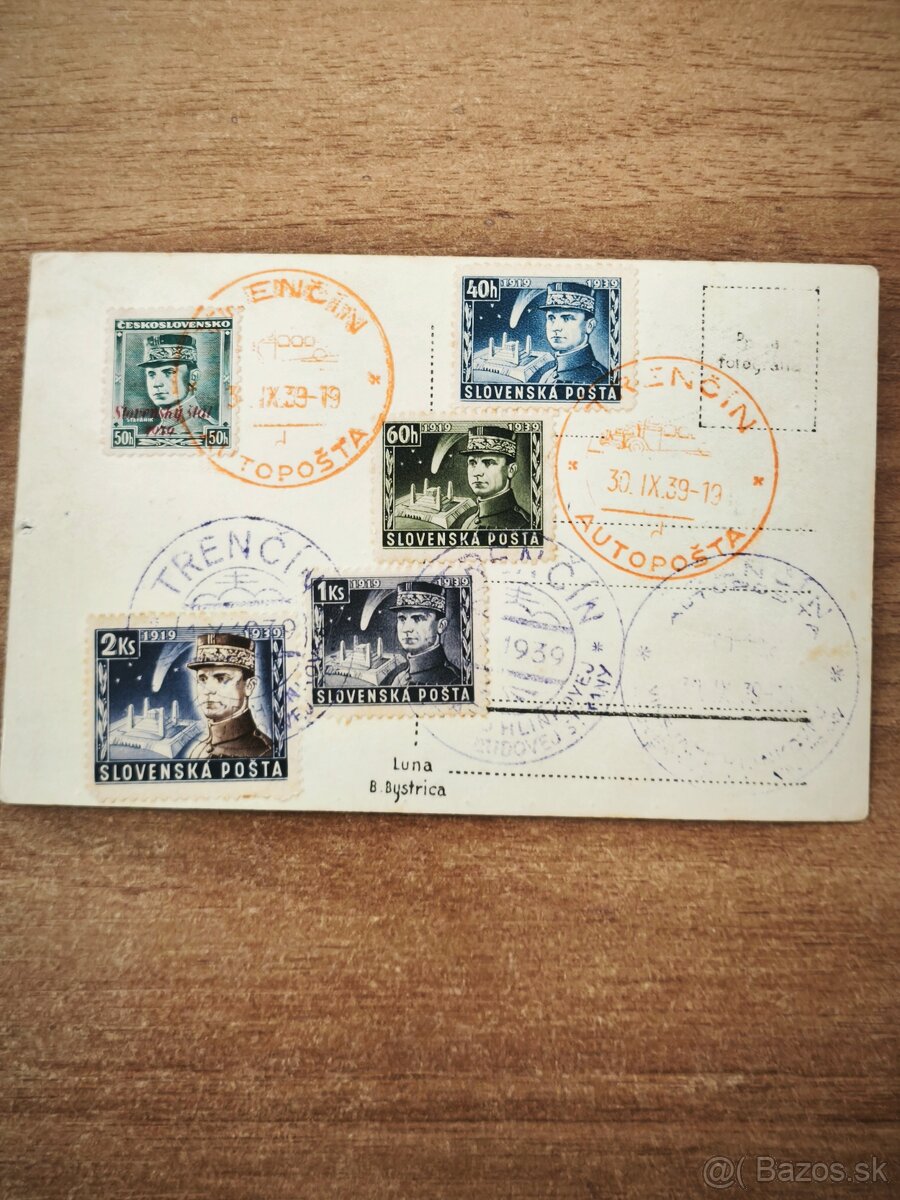 Predám pohľadnicu M.R. Štefánik z roku 1939 - 2