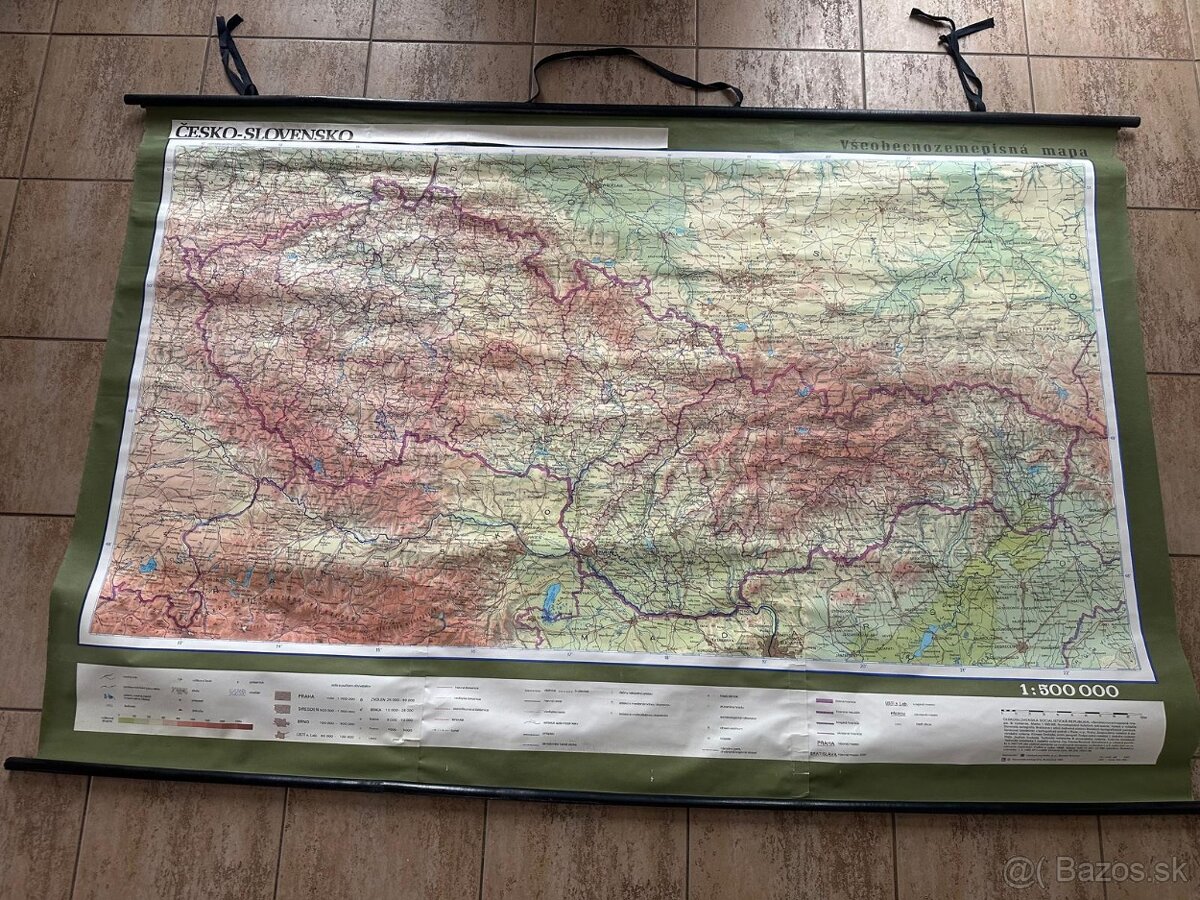 Nástenná Mapa - Československo, ČSSR, Slovensko a iné - 2