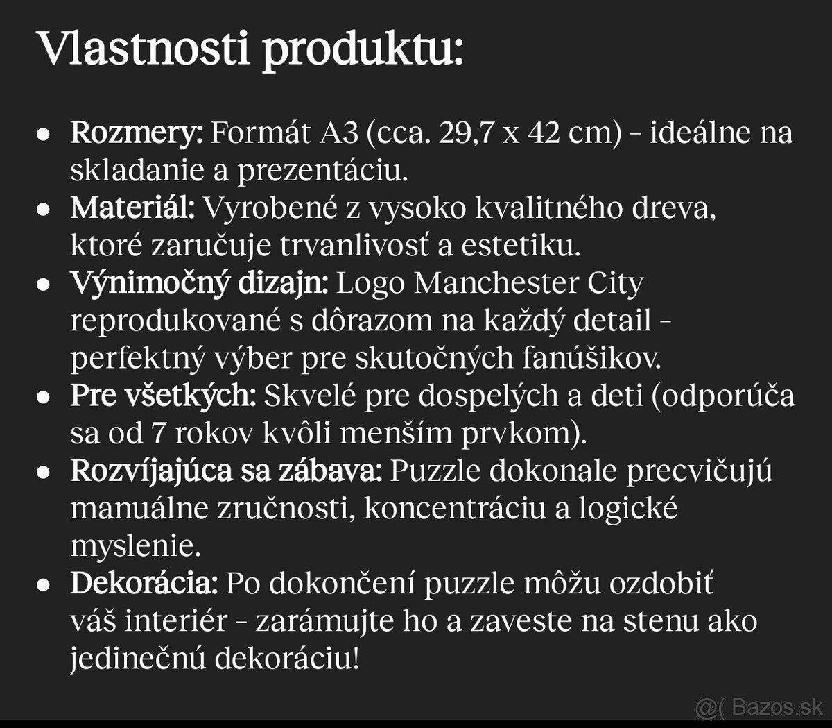 Drevené Puzzle Manchester City - 2