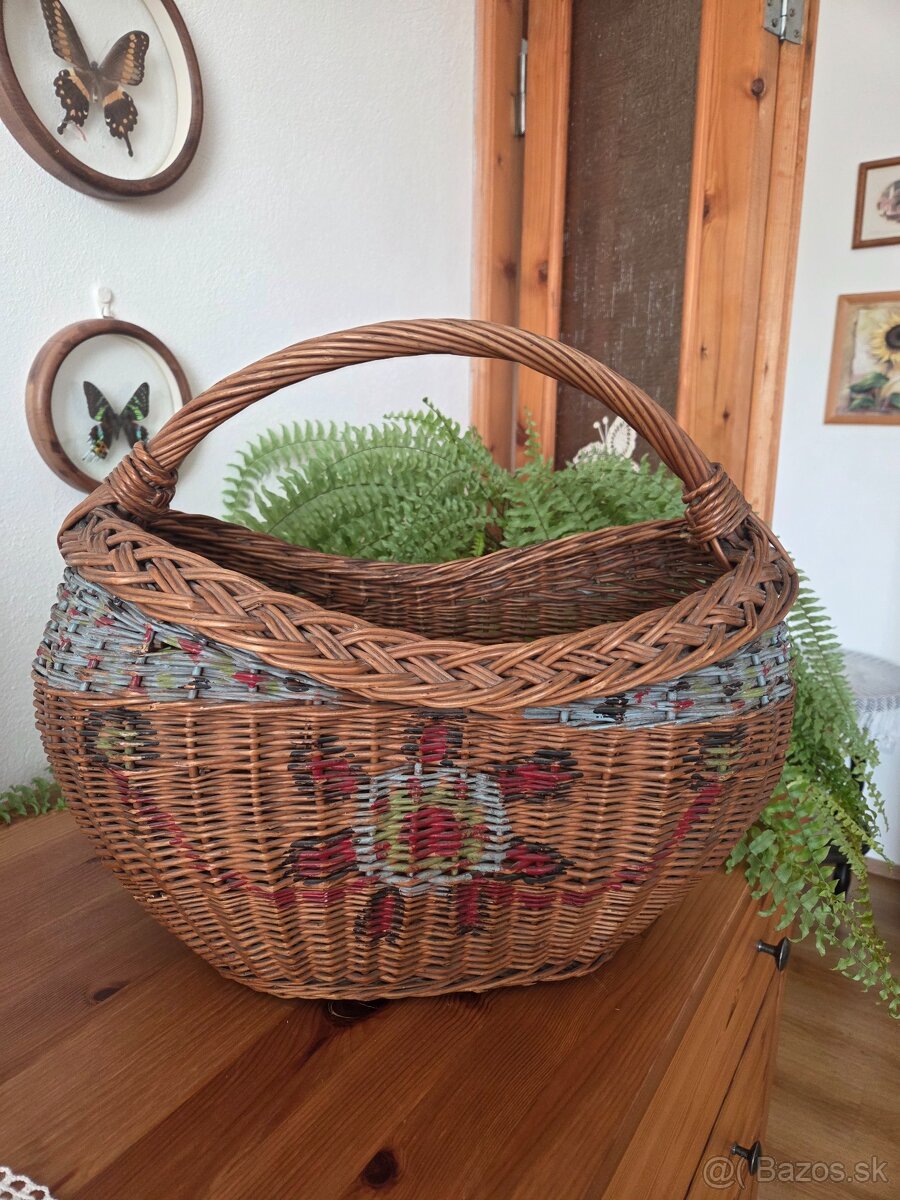 Maľovaný starožitný košík - 2