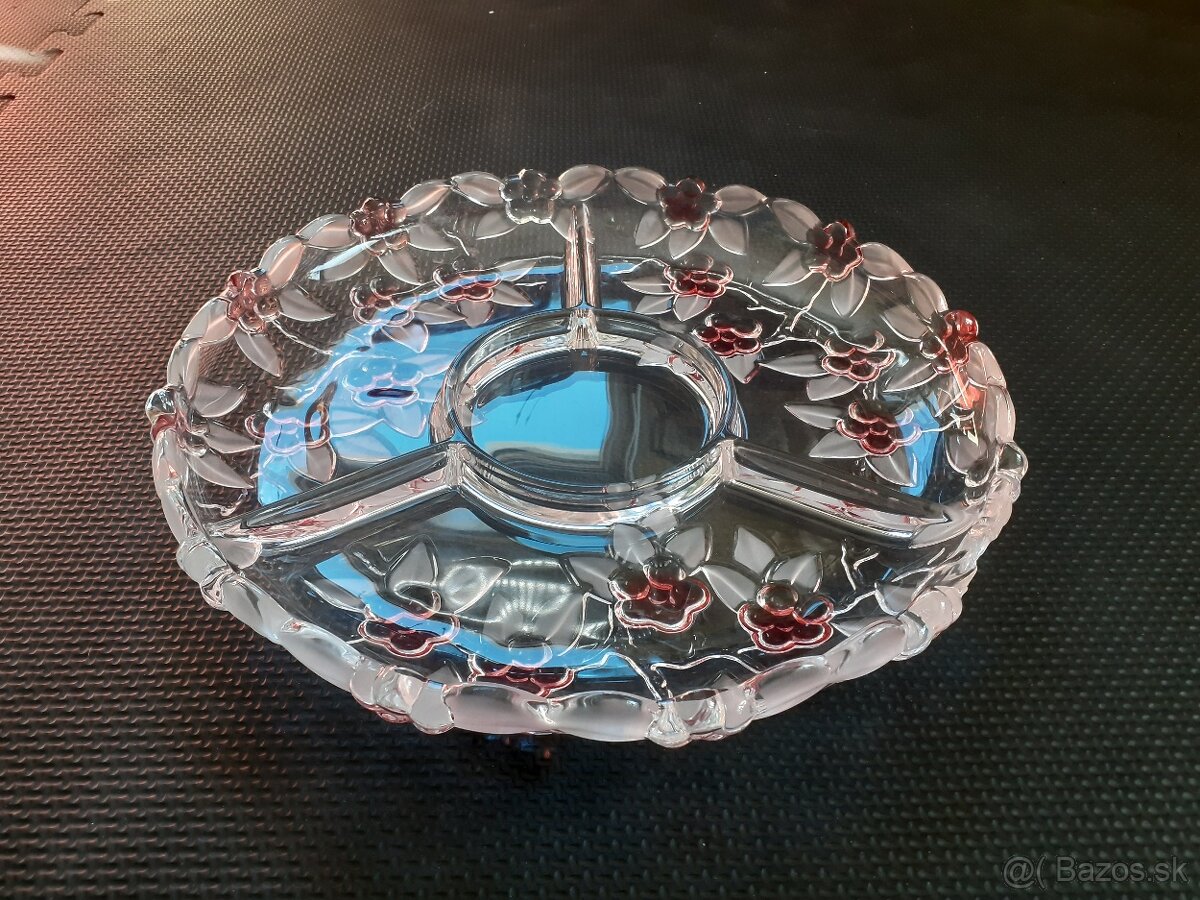 Sklenená stará ozdobná misa kabaret - 2