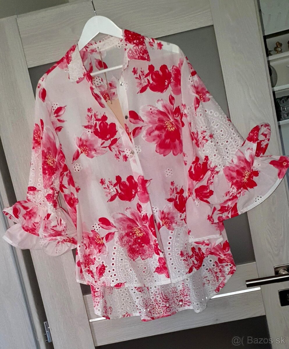 Bavlnená blúzka s madeirou - 2