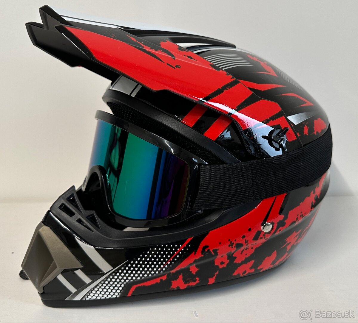 Moto prilba (off-road/motocross) + okuliare, veľkosť M - 2