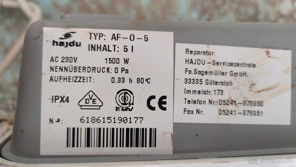 Predám ohrievač vody, 230V , 1500W - 2