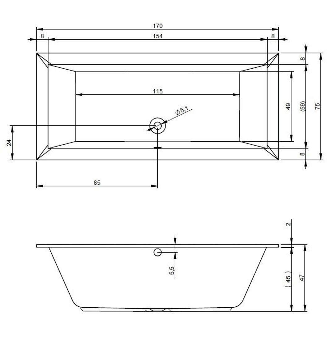 Vaňa Riho lugo 170x75cm Nová, nezabudovaná. - 2