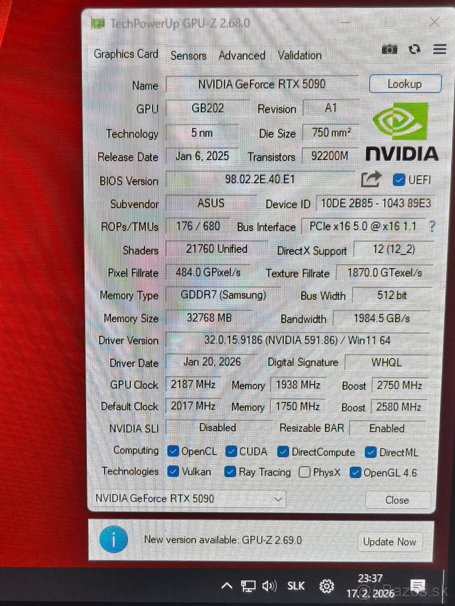 Asus ROG Astral GeForce RTX 5090 OC 32GB - NOVA - 2