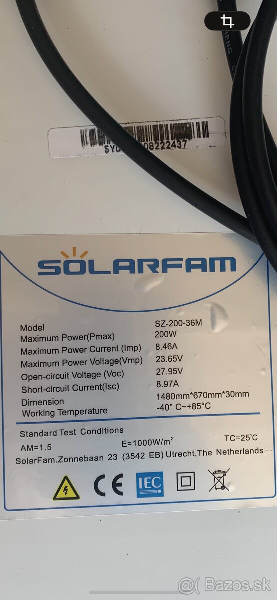 Predam solárny panel na karavan Solafarm 200w - 2