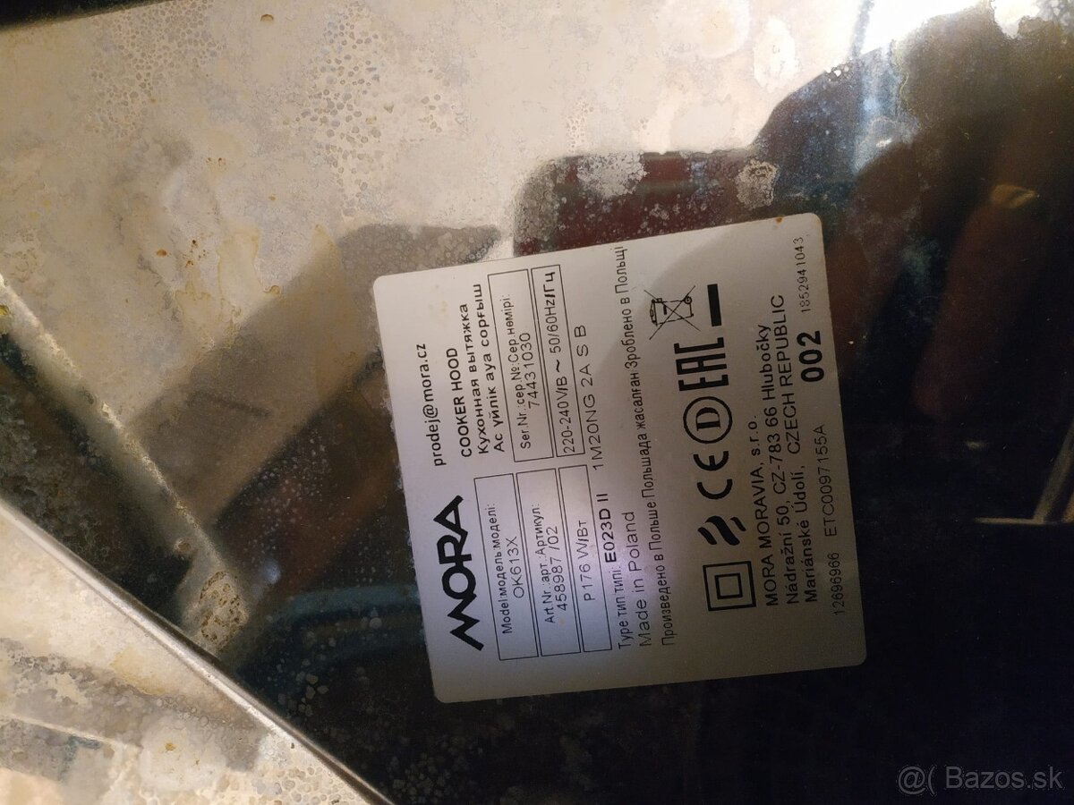 Predám používaný digestor MORA OK 613 X - 2