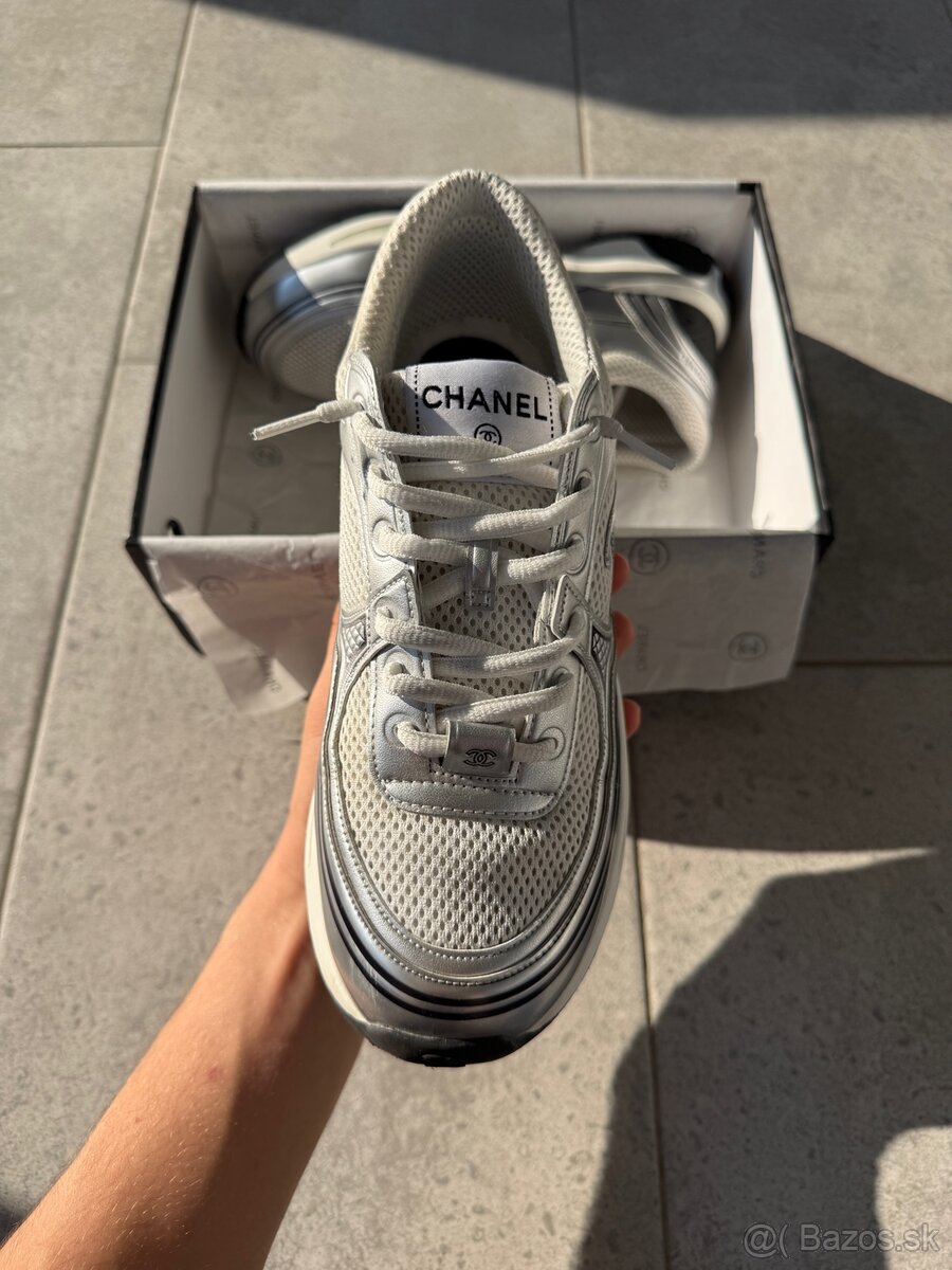 Chanel Metallic Silver Sneakers - 2