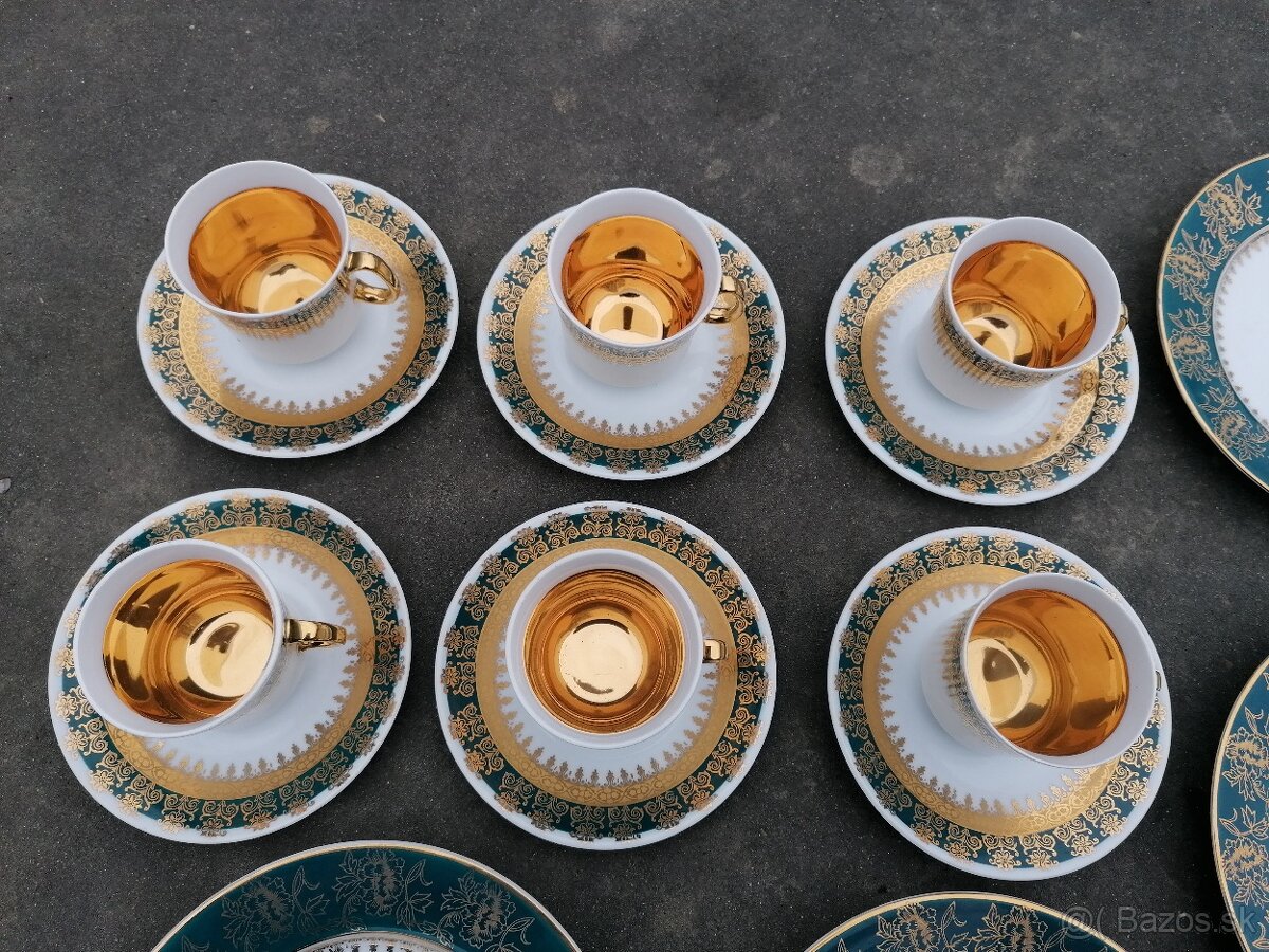 Predám zlato-tyrkysová porcelánová sada - 2