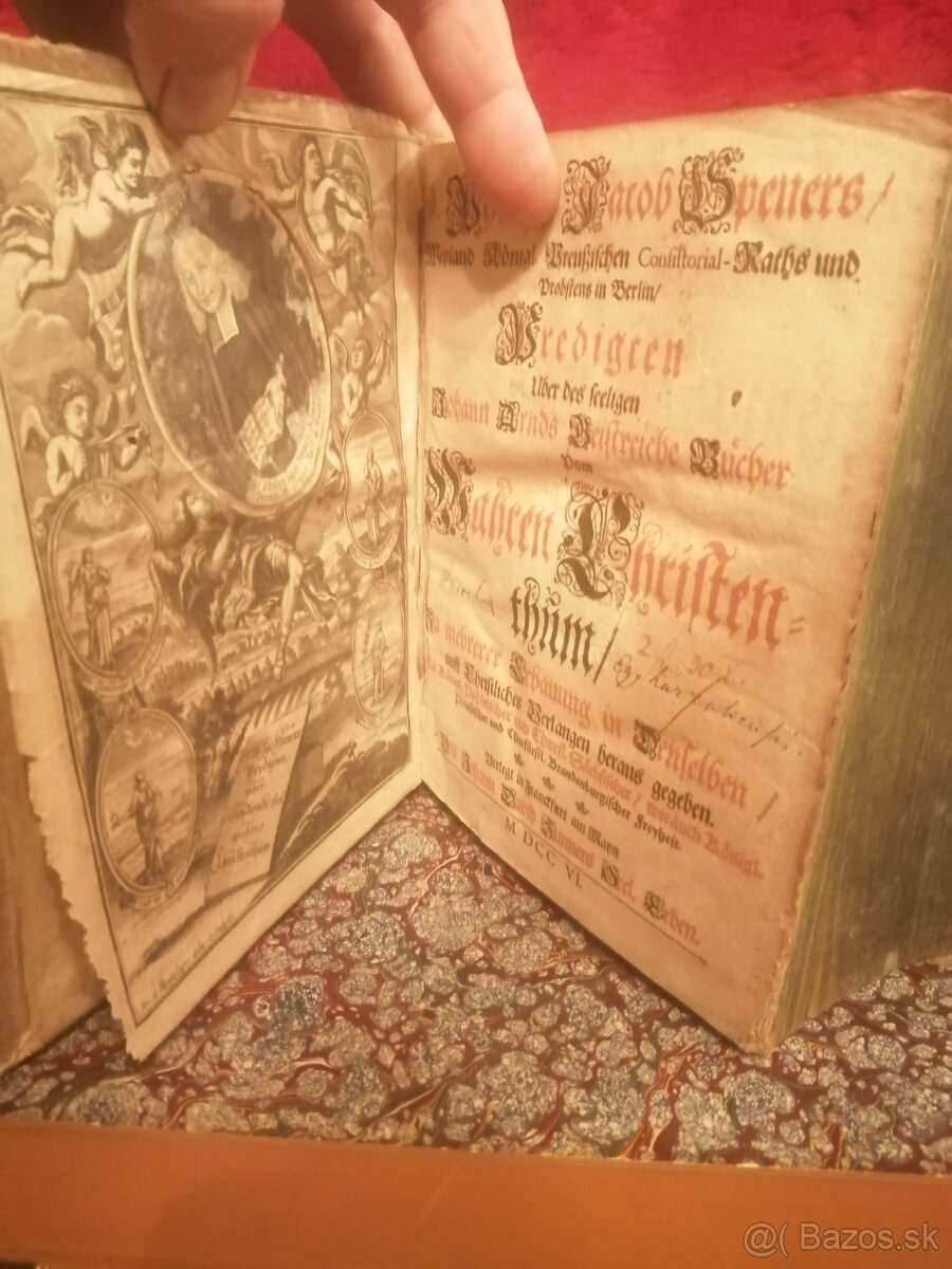 Stará hrubá baroková kniha z r. 1706 a 1702 - 2