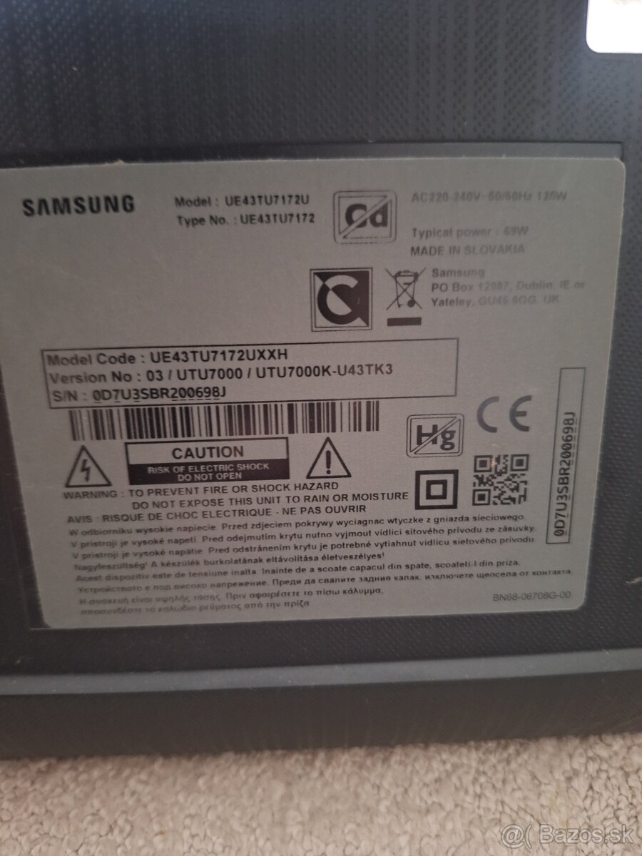 Doska z TV SAMSUNG UE43TU7172 - 2