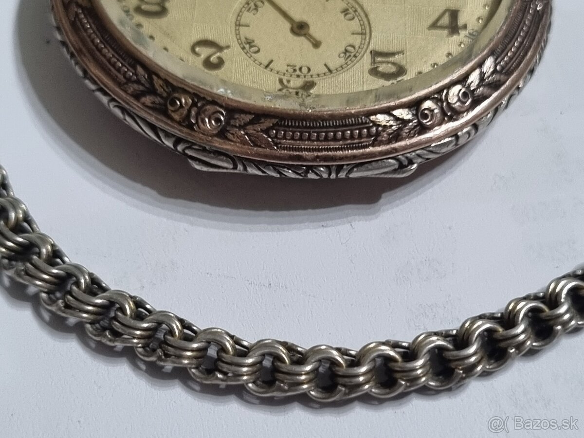 Strieborné, vreckové hodinky,Lanco. - 2