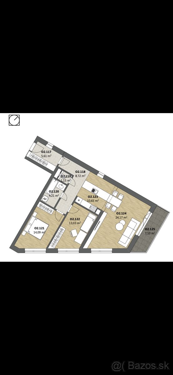 3izbový slnečný kompletne zariadený byt Na Kopánke - 2