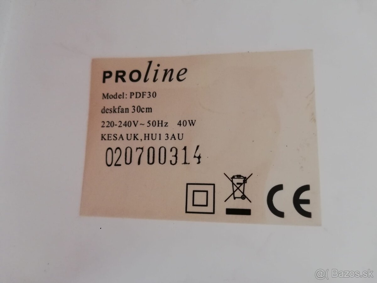 Stolový ventilátor Proline – priemer 30 cm, 40W - 2