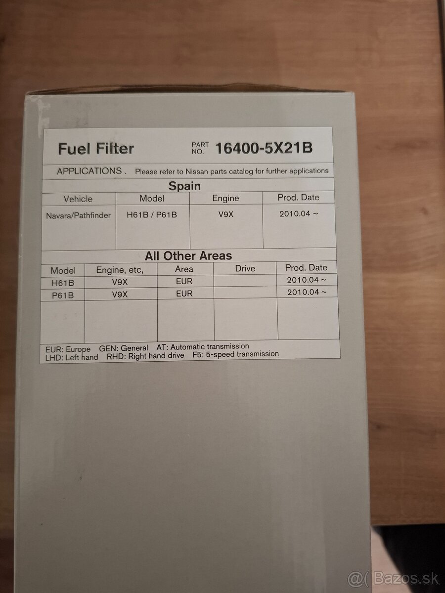 Palivový filter Nissan Pathfinder/ Navara 3.0 dCi - 2