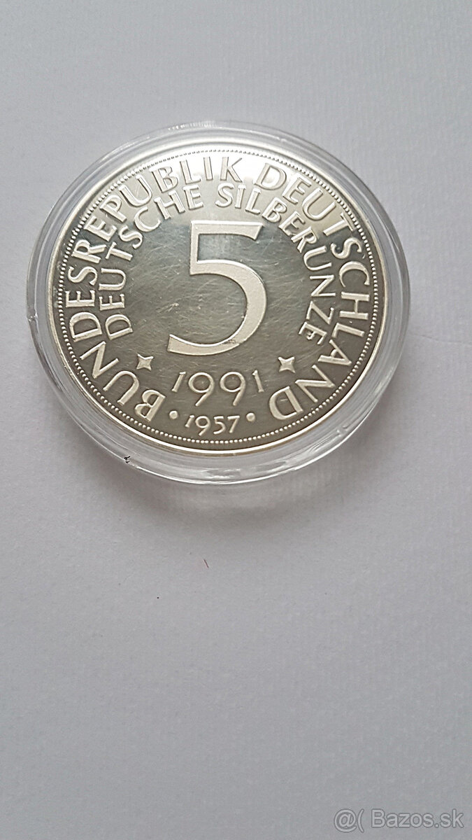 Strieborná minca 5 Mark PROOF 1991 - 2