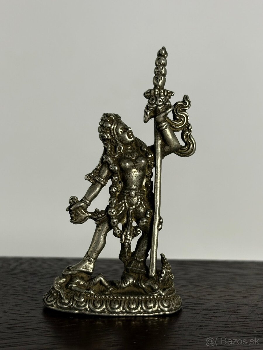 4 starožitné Tibetské bronzové sošky na originálnom drevenom - 2