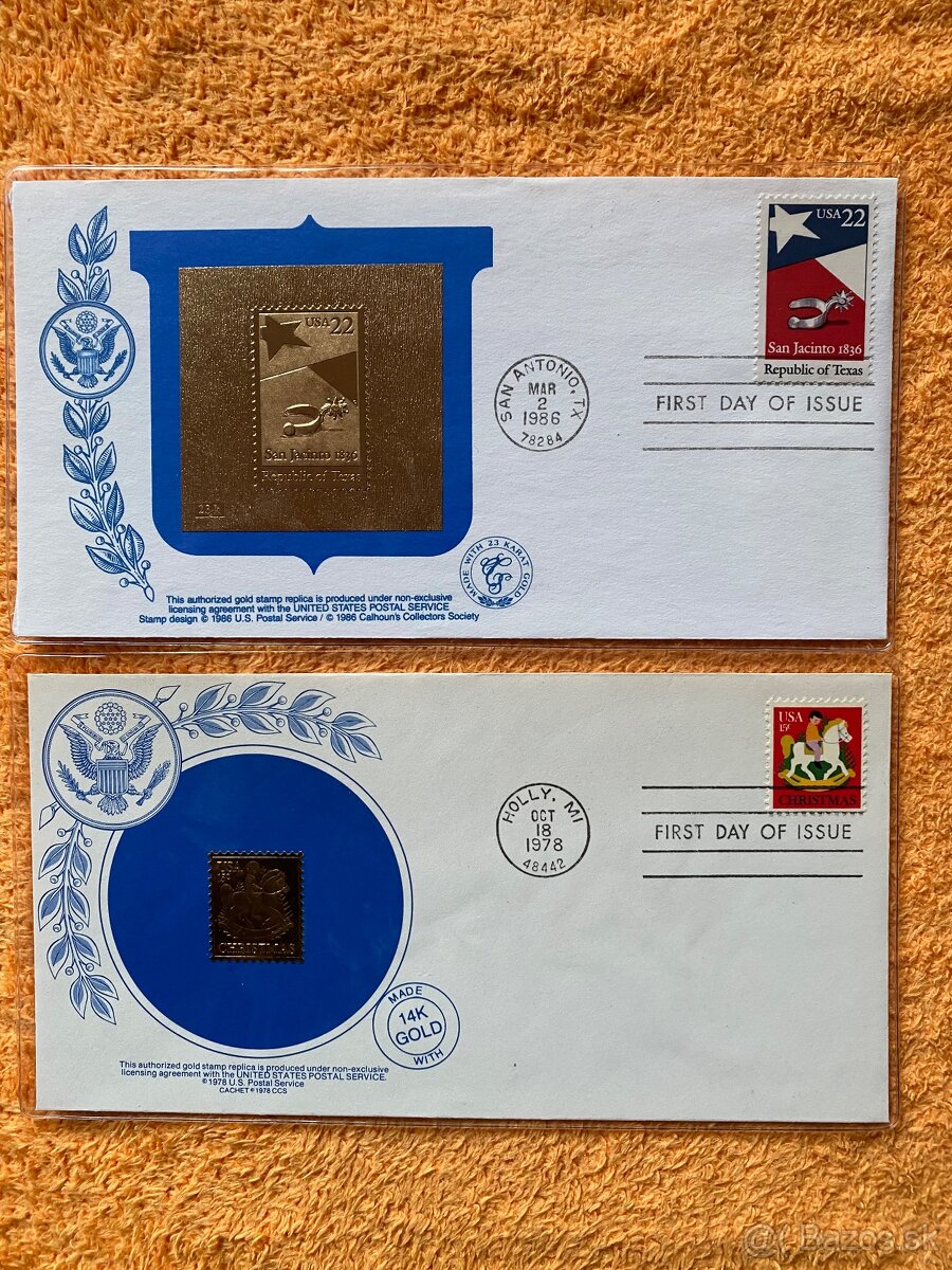 Obálky zo známkami v zlate - 2