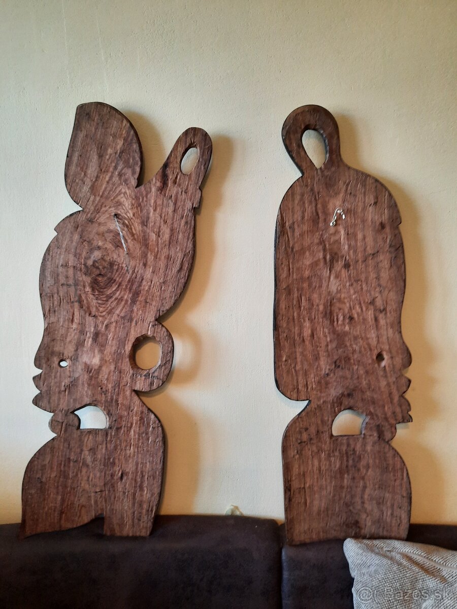 2 drevené africké obrazy Muž a žena - 2