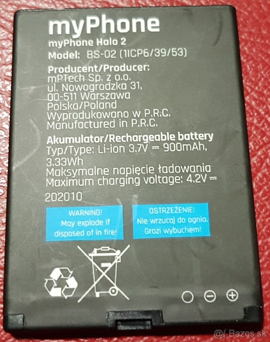 Nové originál batérie mPTech BS-02, myPhone BS-02 - 2