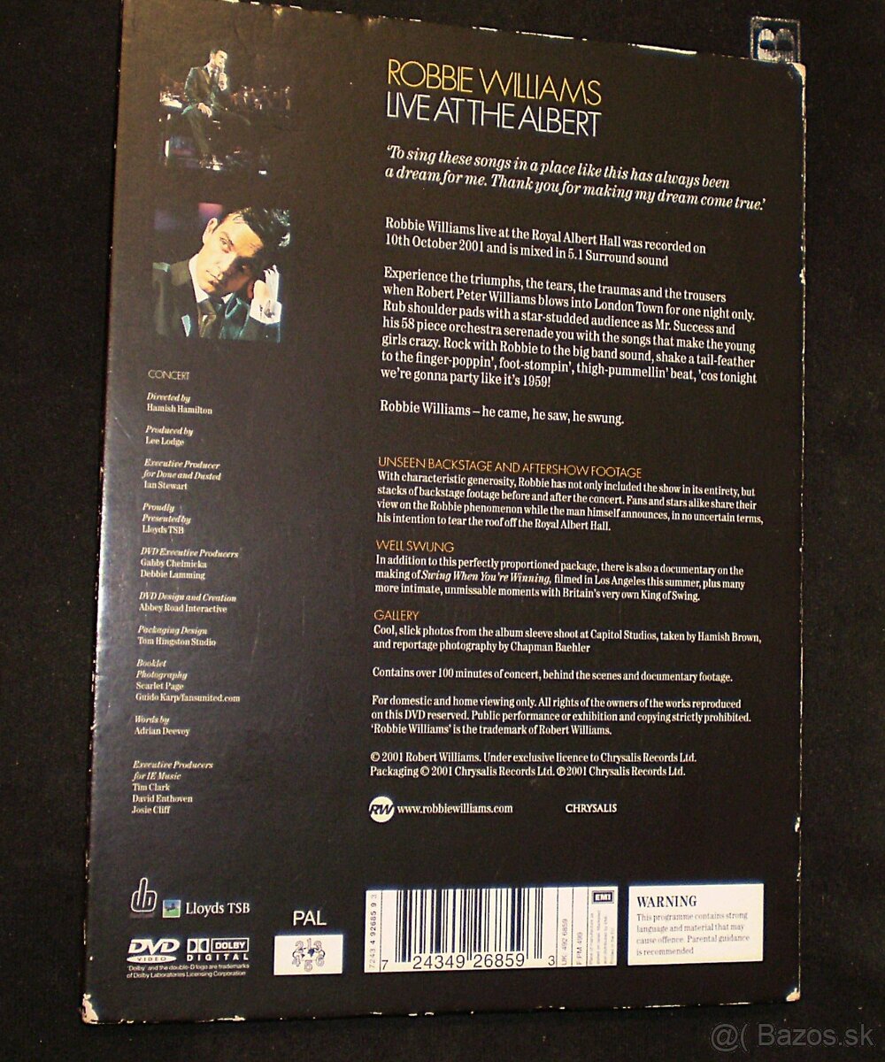 ROBBIE WILLIAMS - LIVE AT THE ALBERTS , orig.DVD - 2