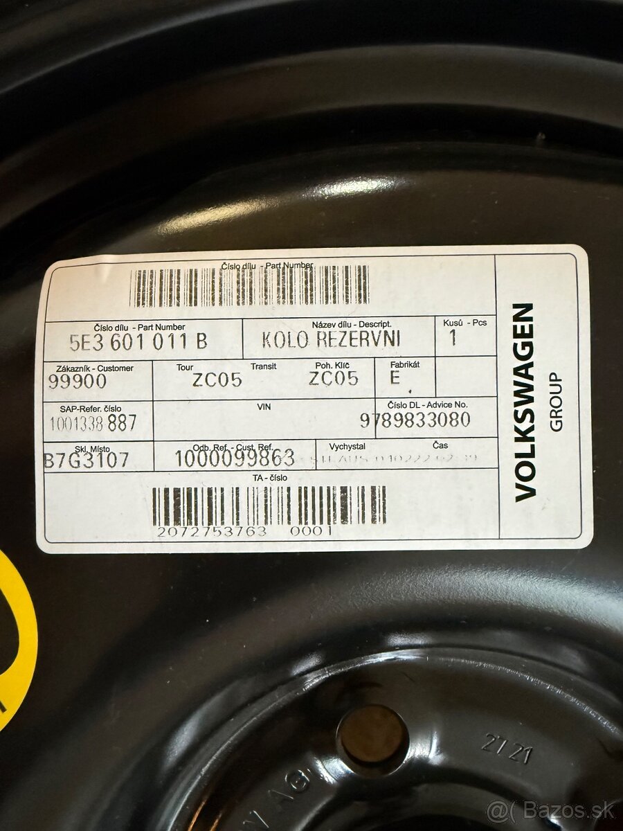 predám rezervné koleso 18" dojazdové - 2