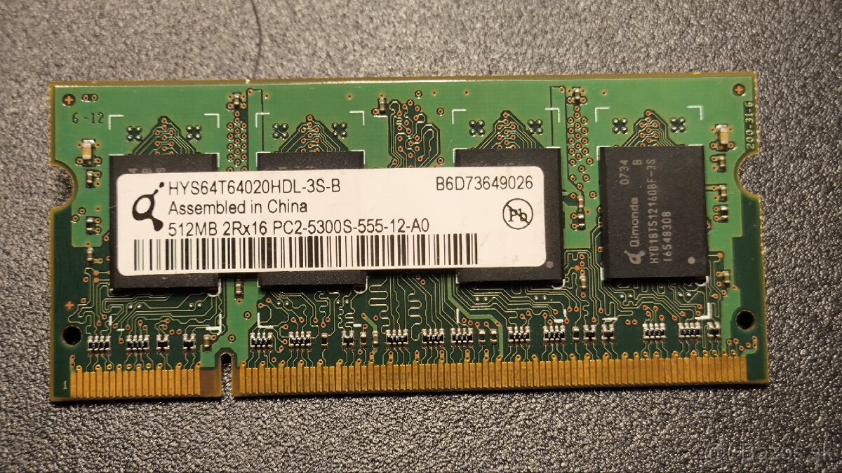 Notebookové RAM pamäte – DDR a DDR2 – 512 MB / 256 MB - 2