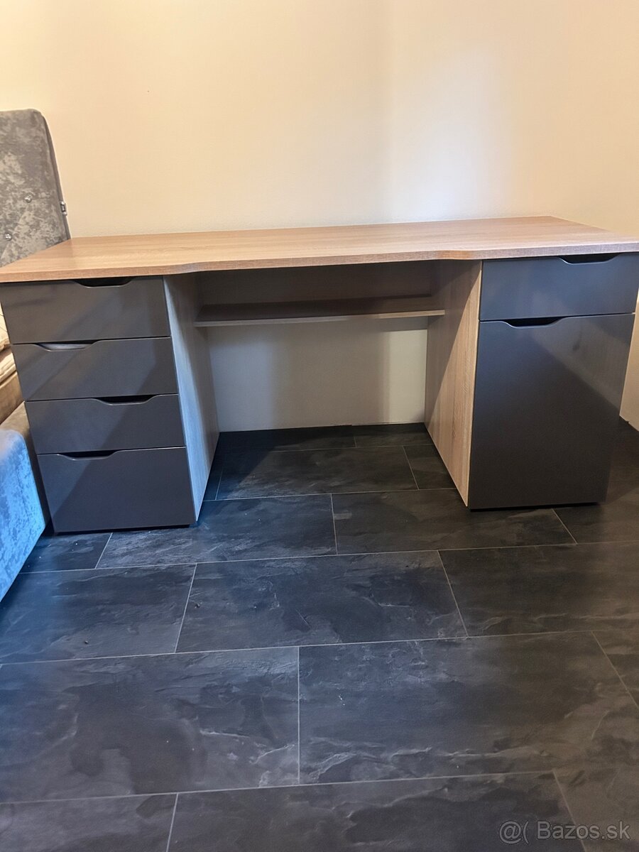 Písací stol Robby dub/sonoma/šedý lesk - 2