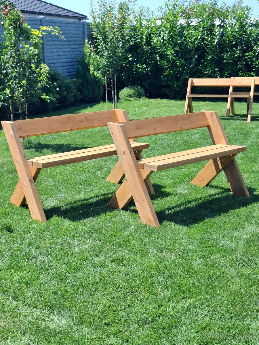 Drevená lavička/lavica do záhrady - 2