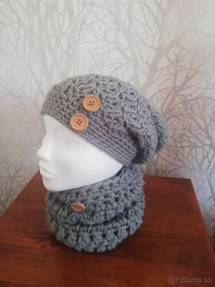 Háčkované sety - čiapka a nákrčník - 2